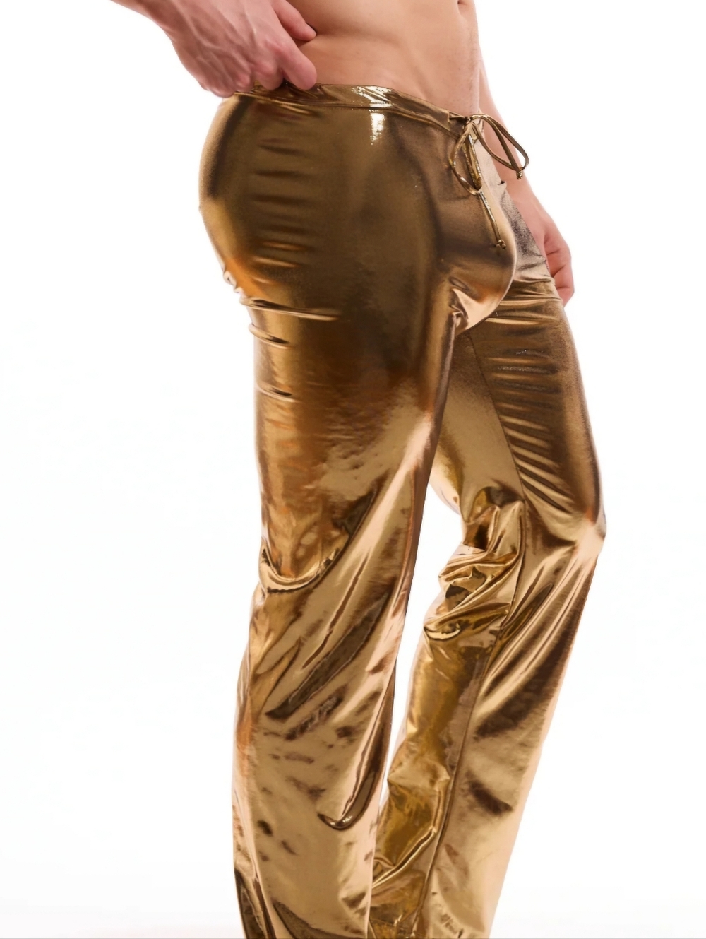 Liquid Metal Gold Robe & Pant Set for Men - Picture 2 of 7